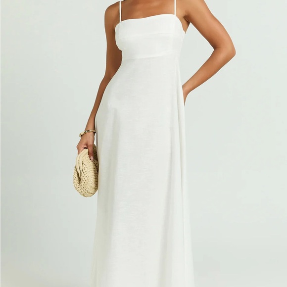 NWT Showpo White Linen Midi Dress - Picture 4 of 5